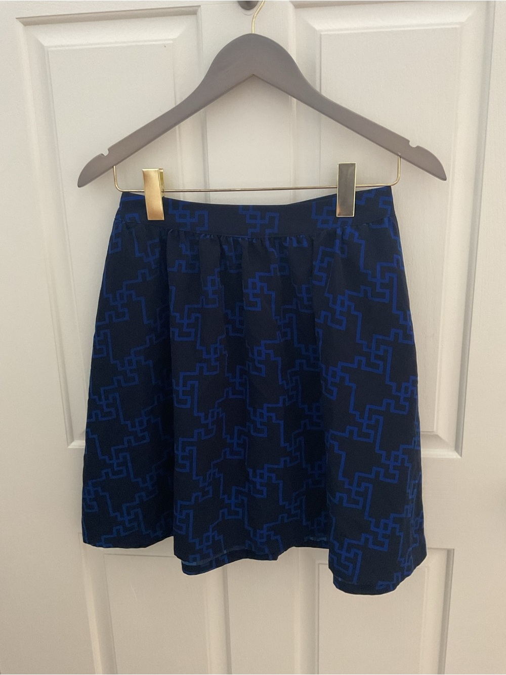 Merona Blue Geometric Skater Skirt